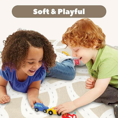 LIVEBOX 4'x6' Toy Car Rug for Kids Room, Machine Washable Area Rug, Non-Slip Road Mat for Playroom, Educational Car Playmat for Nursery, Skin-Friendly Carpet for Bedroom, School