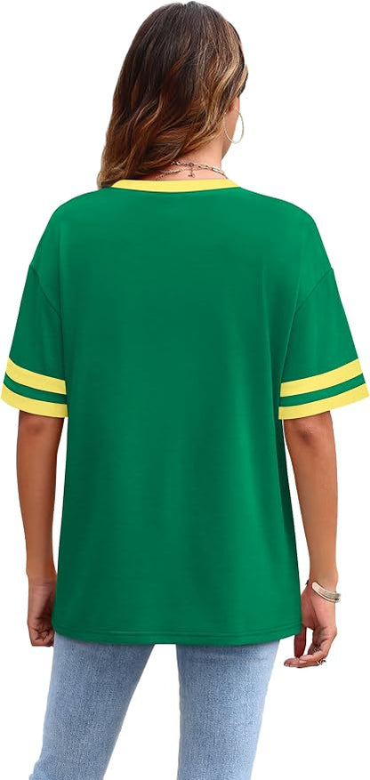 WIHOLL Womens T Shirts Loose Fit Short Sleeve Tees Crew Neck Color Block Summer Tops 2026 Fashion