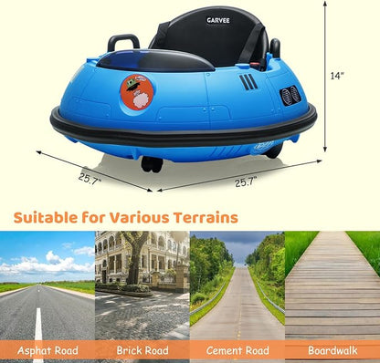 Garvee 12V Kids Ride On Bumper Car with Parental Remote Control, 360° Spin Electric Toddler Bumping Car, LED Lights, Safety Belt & Music, Ride On Cars for 18 Months+ Toddlers