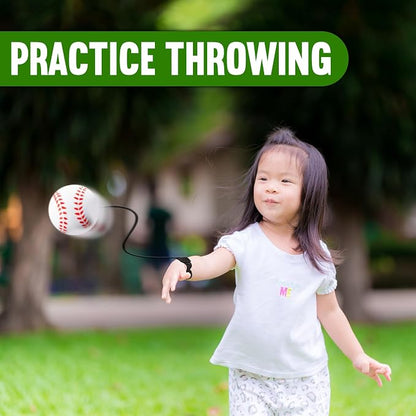 Playbees Reactive Practice Baseballs (3 Pack) – Personal Wrist Return Trainer for Solo Pitching & Catching Practice – High-Elastic Training Ball for Kids & Beginners – Compact Travel Set