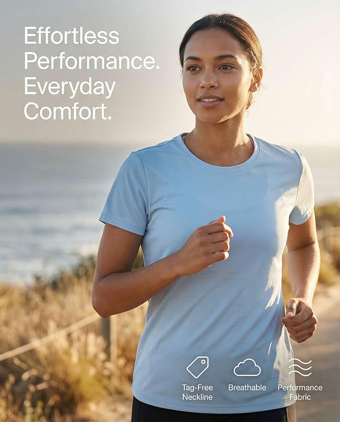 5 Pack Women's Dry Fit Short Sleeve Athletic Gym Workout Running Tops | Available in Plus Size, Exercise, Sports, Fitness, Quick Dry, Cooling, Moisture Wicking, Loose Basic Tees, Yoga, Pilates