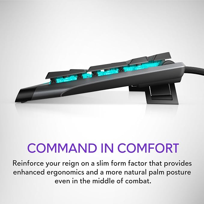 Alienware Low-Profile RGB Gaming Keyboard AW510K, AlienFx Per Key RGB LED Color Backlighting, Media CONTROLS & USB Passthrough, Cherry MX Low Profile Red Switches | USB, Numeric Keypad, Adjustable Height, Media Hot Keys, Dark Side of the Moon, Gaming R...