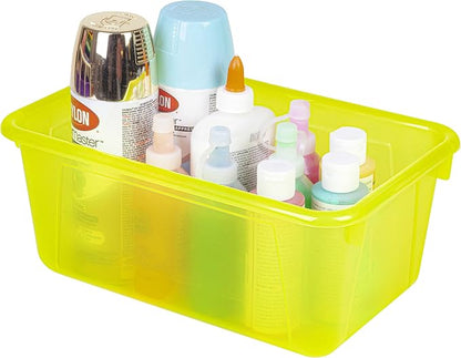 Storex Small Cubby Bins – Plastic Storage Containers for Classroom, 12.2 x 7.8 x 5.1 inches, Candy Yellow, 5-Pack (62476A05C)