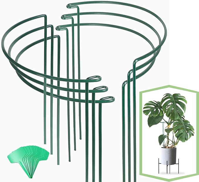 Joyhalo 6 Pack Plant Support Stakes, 16 Inch Peony Cages and Supports, Flower Stakes with 15 Pcs Plant Labels, Peonies Support Cages Garden Sticks for Plants Tomato, Hydrangea, Rose, Hyphosis