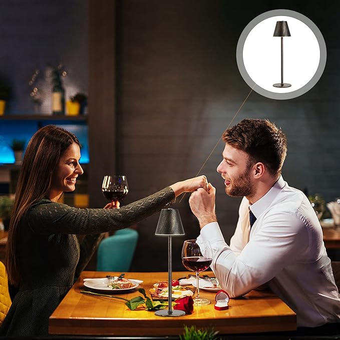 LED CordlessTable Lamp,4000mAh Rechargeable Battery Desk lamp,3 Level Brightness Night Light, Minimalist Design, for Couple Dinner/Coffee Table/Restaurant/Bedroom(Vintage Copper)