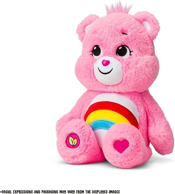 Care Bears 14" Cheer Bear Plushie - Medium Size - Pink Plushie for Ages 4+ – Perfect Stuffed Animal Holiday, Birthday Gift, Super Soft and Cuddly – Good For Girls and Boys, Employees, Collectors