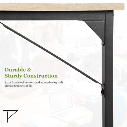 PayLessHere | 39 Inch Computer Desk | Nature | Sturdy Office Desk | Metal Frame, Adjustable Feet | Water-Resistant, Scratchproof Surface | Writing Table for Home Office or Study | Pack of 1