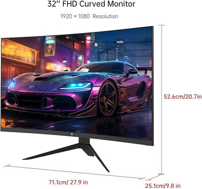 KTC 32 Inch Curved Gaming Monitor, FHD 1080p 165Hz Curve Monitor, H32S17C | 1500R, 1ms MPRT, Adaptive Sync, 122% sRGB, DP/HDMI, Tiltable, Eye Care, VESA, HDR10 for Gaming Home Office Business