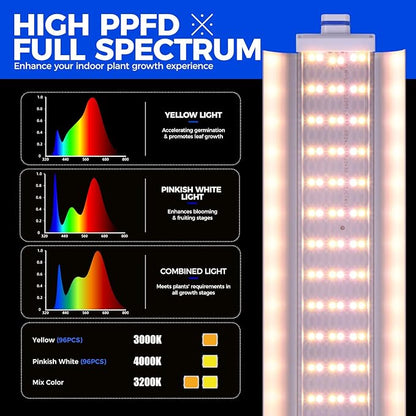 Barrina CX2Z Greenhouse with Grow Light for Indoor Plant & Seedlings, 6-Tier Plant Shelf with 2FT 30W(Per Light) Full Spectrum Plant Lights, 3 Adjustable Spectrum and Timer, 29x14x71 Inches