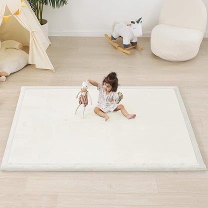 1.5" Thick Padded Baby Play Mat for Floor Tummy Time, Pro Soft Foam Activity Playroom Playmats, Easy Care with Non-Slip Safe for Infant Toddlers Crawling 79"x 79" (Cream)