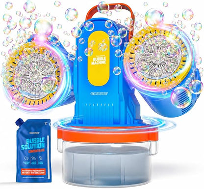 Rechargeable Bubble Machine for Kids, 180° Rotation 12,000+ Big Bubbles Per Minute, Boy Birthday Gift, Outdoor Toys Games & Activities, Gifts for Toddlers, Boys & Girls Age 3,4,5,6,8+ Year Old