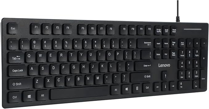 Lenovo 305 Wired USB-C Keyboard with Numeric Keypad, Full Size Keyboard, Slim Design, Black, USB-C Connectivity, Dedicated Function & AI Keys, for Gaming PC, Laptop, Desktop, Tablet, Home Office