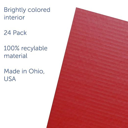 Flipside Products 18”x 48” Red Study Carrel, Privacy Boards, Student Privacy and Focus Booth for The Classroom, Desk Divider Cubby for Tests, Made in USA - 24 Pack