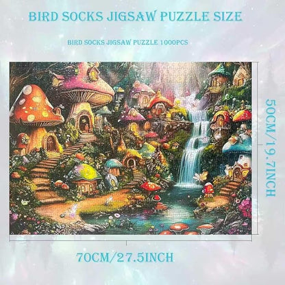Mushroom Castle 1000 Piece Puzzle for Adults,Mushroom Garden Waterfall Puzzles for Adults 1000 Pieces,Challenging and Hard Difficult Mosaic Jigsaw Puzzles Toy Games 1000Pieces 27.5 X 19.7inch