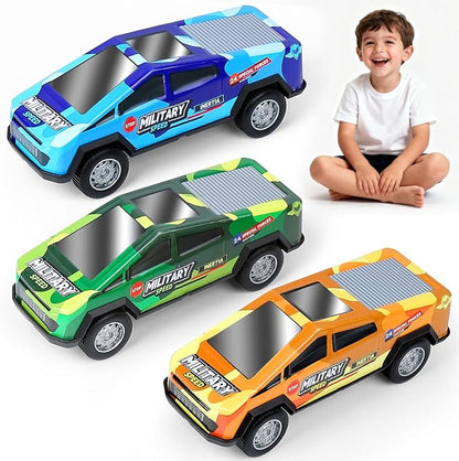 7.1 Inch Monster Truck Kid Toys Set ,Push and Go Friction Power Pull Back Wind up Race Cars,Military Camouflage 1/32 Model Car 3 Pack, Toddlers 3 4 5 6 7 8 9 for Boys and Girls Party Toy Gift