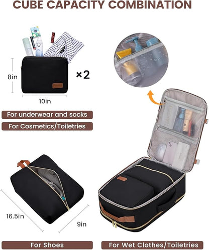 LOVEVOOK 56L Travel Backpack for Women & Men, Airline Approved Carry On Luggage with 3 Packing Cubes, TSA Overnight Bags, Waterproof Personal Item Bag, Weekender Essentials Backpacks fits 17" Laptop
