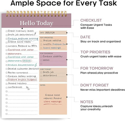 Taja To Do List Notepad, Undated Daily Planner for Work and Goal Setting | Purple, 52 Sheets, 9.8" x 6.5" , for Office, Home and school, Daily Task Planning, Notes and Everyday Organization