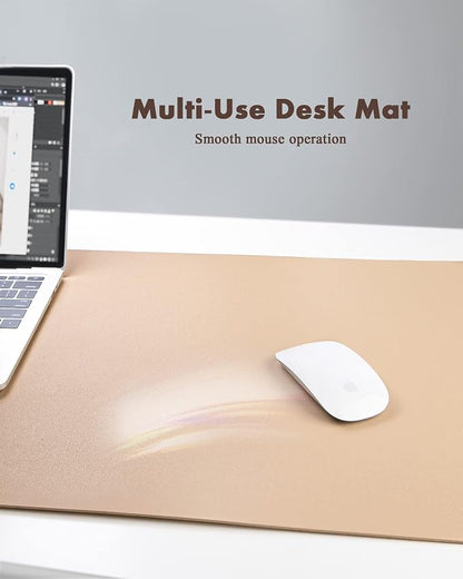 YSAGi Double-Sided Desk Mat, Eco Cork & Leather Desk Protector, Large Mouse Pad & Writing Pad for Office/Home (Apricot+Cork, 47.2" x 17")