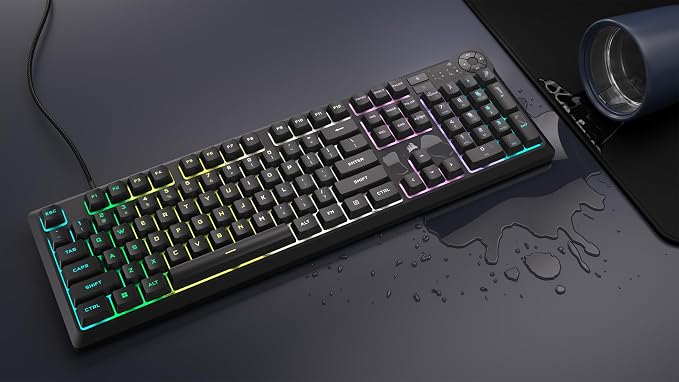 Corsair K55 CORE RGB Membrane Wired Gaming Keyboard – QWERTY US Layout – Quiet, Responsive Switches – Spill Resistance – Ten-Zone RGB – Media Keys – iCUE Compatible – PC, Mac – Black