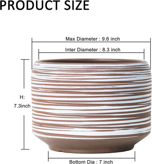10 Inch Ceramic Plant Pot with Drainage – Large Flower Pot for Indoor Outdoor Plants, Modern Decorative Planter for Patio, Balcony, Garden, or Home Decor