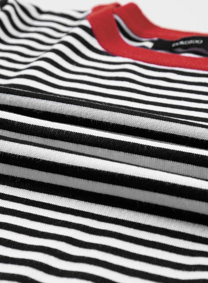Dokotoo Womens Tops 2026 Casual Summer Crewneck Short Sleeve Striped Color Block Knit High Low Trendy Pullover Sweaters