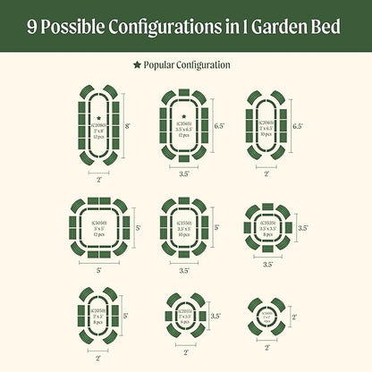 Vego garden Raised Garden Bed Kits, 17" Tall 9 in 1 8ft x 2ft Metal Raised Planter Bed Outdoor for Vegetables Flowers Ground Planter Box, Terra Cotta