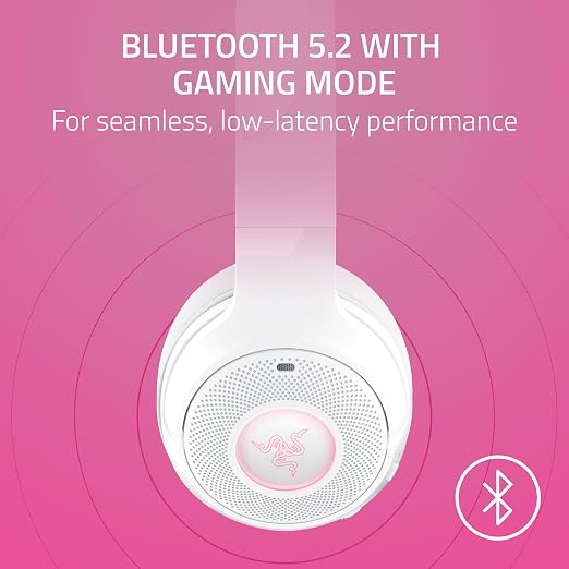 Razer Kraken Kitty V2 BT Wireless RGB Headset, White | Chroma RGB Kitty Ears & Earcups, Bluetooth 5.2, 40 mm Drivers, Noise-cancelling Mics, Lightweight, USB-C, 40 Hr Battery