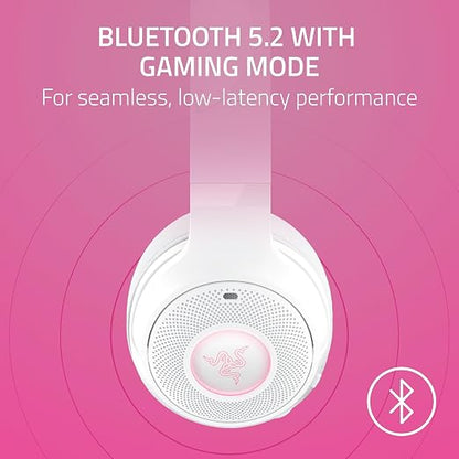 Razer Kraken Kitty V2 BT Wireless RGB Headset, White | Chroma RGB Kitty Ears & Earcups, Bluetooth 5.2, 40 mm Drivers, Noise-cancelling Mics, Lightweight, USB-C, 40 Hr Battery