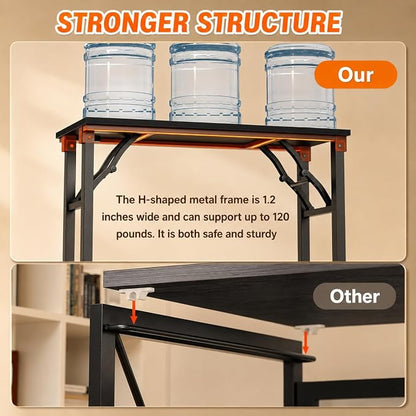 Folding Table Computer Desk - 35.8" No Assembly Folding Desk Design and Foldable Office Desk, Small Desk for Bedroom, Compact Storage Portable Use for Dorm and RV Small Space, Dark Oak
