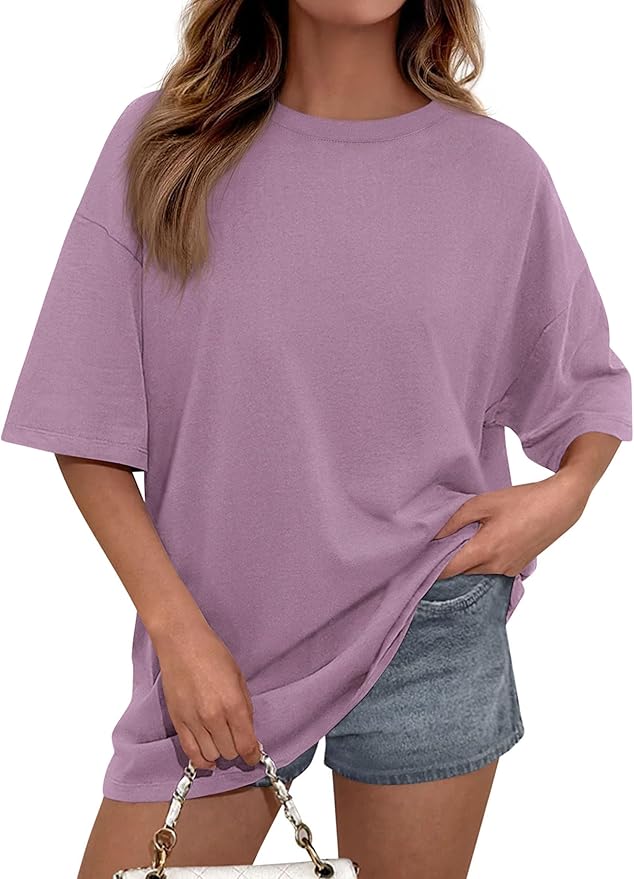 PRETTYGARDEN Womens 2026 Spring Going Out Tops Casual Short Sleeve Crewneck Loose Fit Basic Oversized T Shirts Summer Outfits