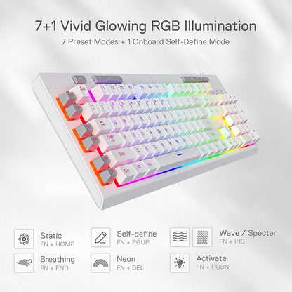 Redragon K512 RGB Membrane Gaming Keyboard, 6 Macro Keys & Easy Media Wheel | Dedicated Scroll Controls, No Software Needed 6 On-the-Fly Combos for Extensive Games, 13 Backlight Modes, Wrist Support