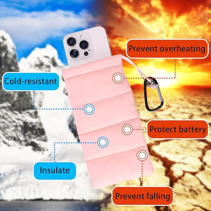 Lyreh Thermal Phone Case with Carabiner, Universal Cellphone Pouch to Prevent Freezing and Overheating, Insulated Warm Phone Cover Bags Extend Battery Life for Outdoor Sports Lovers Gifts (Pink)