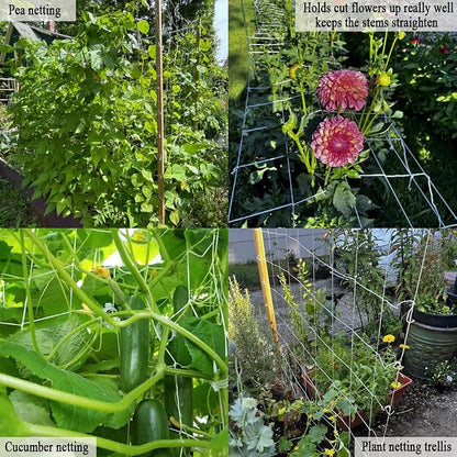 Plant Trellis Netting, 5x15 Ft Polyester Square Mesh Trellis Net Support for Climbing Plants, Bean, Pea, Garden Bed Vines, Grow Tents