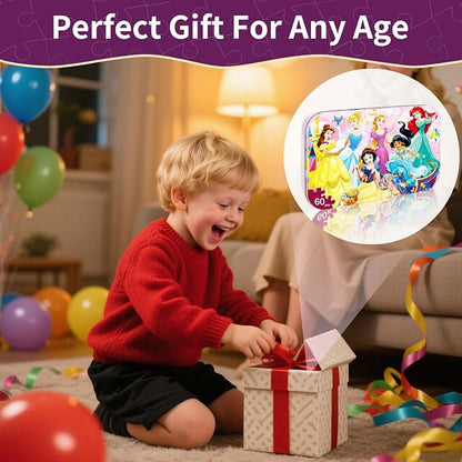 Kids Puzzle Ages 3-8, 60 Piece Jigsaw Puzzles in Metal Box, Educational Learning Toys for Boys and Girls, Premium Puzzle Games