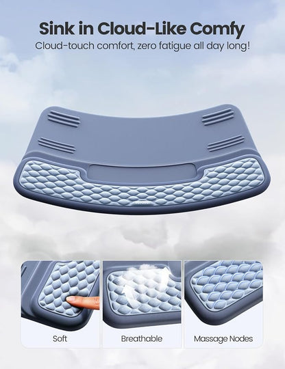 Vaydeer Wrist Rest with Keyboard Stand, Computer Wrist Support Pad, Ergonomic Keyboard Riser Holder Lift Tray with Wrist Pad, Soft Memory Foam Desk Cushion, Palm Arm Hand Typing for Office Home Gift