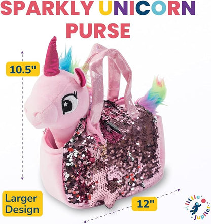 Little Jupiter Plush Pet Set w/Purse - Unicorn Stuffed Animals for Girls - Unicorn Plush - Stuffed Unicorns - Gift for Age 4-5 - 6-7 yrs (Pink Unicorn)