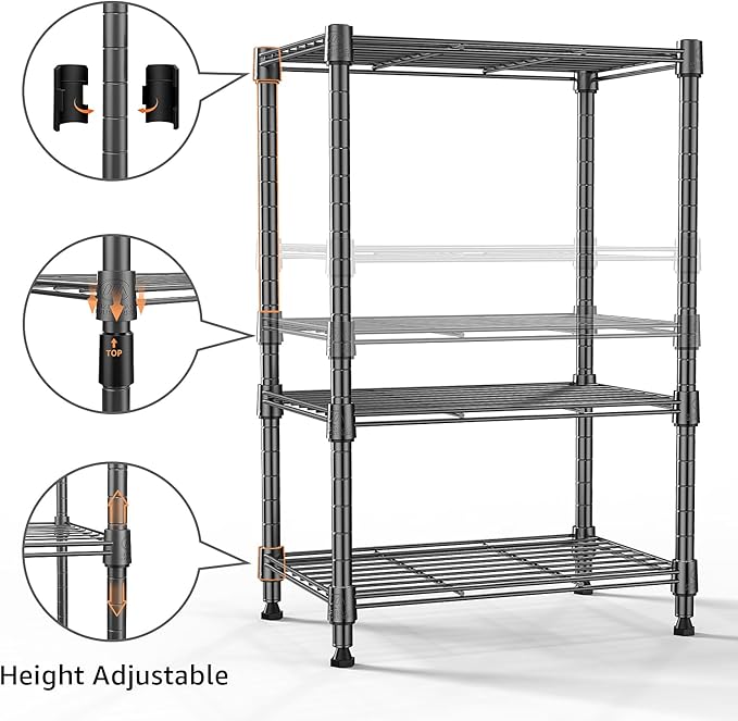 450 lbs Steel Storage Shelving 3-Tier Utility Shelving Unit Steel Organizer Wire Rack for Home,Kitchen,Office (11.8" D x 17.7" W x 26.3" H)