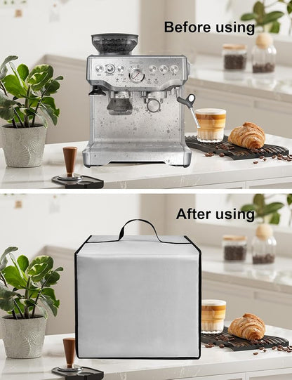 Espresso Machine Cover for BES870XL/ BES880BSS/BES876BSS Coffee Maker | Latte Maker Cover,Heavy Duty Heat-Resistant Waterproof Nylon Case for Espresso Machine (Silver)