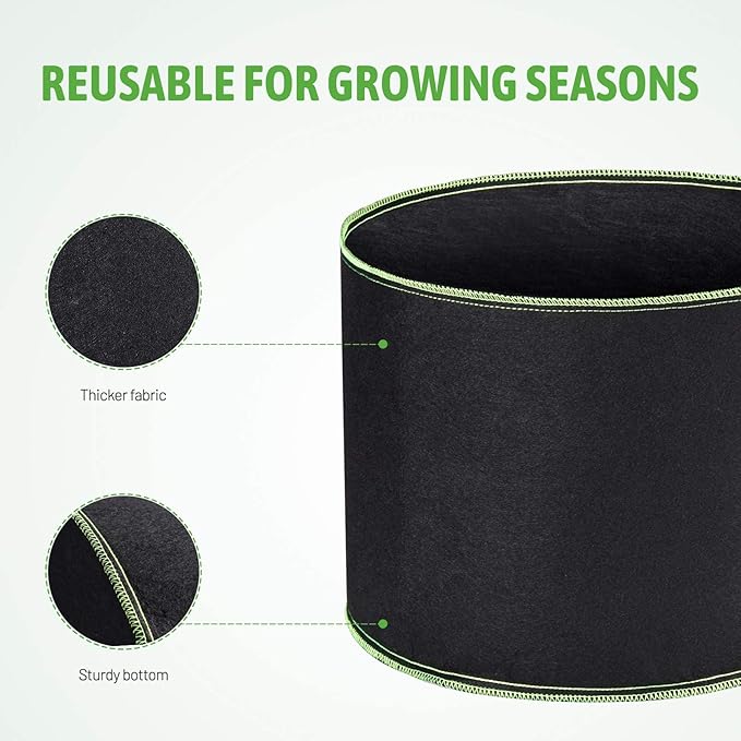 Delxo 20-Pack 1 Gallon Grow Bags,Garden Planting Bag with Handles,300G Thickened Breathable Nonwoven Cloth Fabric Pots for Fruits,Vegetable,Tomato(Black)