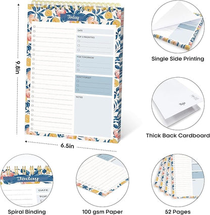 Taja To Do List Notepad, Undated Daily Planner for Work and Goal Setting | Citrus Grove, 52 Sheets, 9.8" x 6.5" , for Office, Home and school, Daily Task Planning, Notes and Everyday Organization