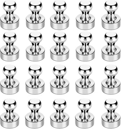 LOVIMAG Fridge Magnets 20Pcs, Magnet for Refrigerator Whiteboard, Silver | Small Strong Neodymium Metal Cute Push Pin for Classroom, Kitchen, Accessories Decorative, Office, Calendar
