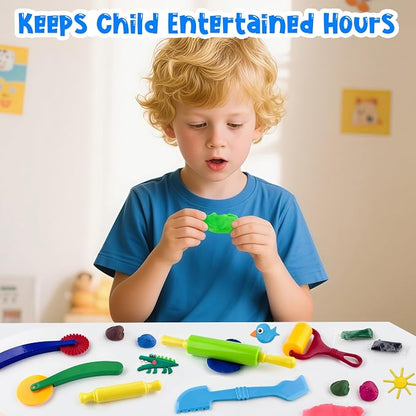 Clay and Dough Tools 6 Pieces Basic Dough Tool Set for Kids, Variety of Rolling Pins, Rollers, Cutters