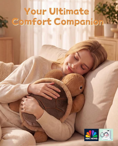 gnomantic Turtle Weighted Stuffed Animals - 22 Inch 4.5 Pounds Weighted Plushies Sea Turtle Stuffed Animal - Big Tortoise Plush - Cute Plush Toys Gifts for Kids & Adults (Brown)