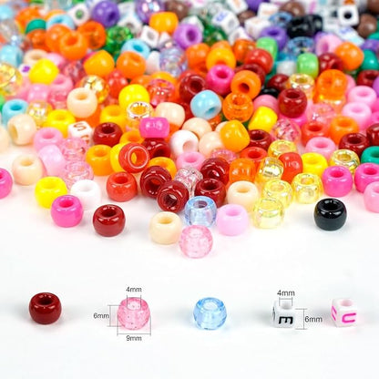 Dowsabel Friendship Bracelet Making Kit, Pony Kandi Beads & 11 Different Beads, 8 Colors Nylon Thread, DIY Jewelry & Craft Gifts