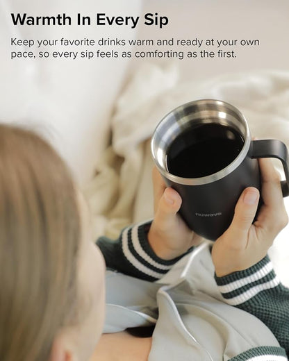 Nuwave Self-Heating Coffee Mug with Charging Base, 16oz, 45201BV02 | Heated Coffee Cup, 5Hr Cordless Runtime, LED Touch Controls, Adjustable Brew Settings, Includes Stainless Steel Filter