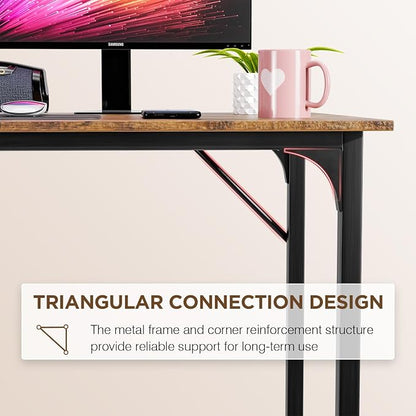 PayLessHere | 47 Inch Computer Desk | Brown | Sturdy Office Desk | Metal Frame, Adjustable Feet | Water-Resistant, Scratchproof Surface | Writing Table for Home Office or Study | Pack of 1