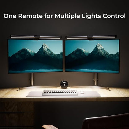 Quntis Monitor Light Bar with Remote, Eye-Care No Glare Computer Light for Curved Flat Monitor, Adjustable Brightness & Color Temperature, Space Saving Desk Accessories for Home Office Reading Gaming