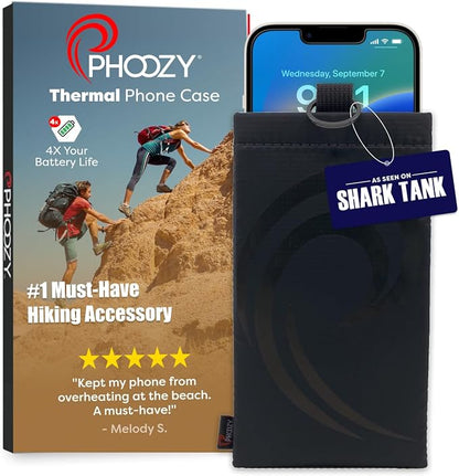 PHOOZY Apollo II Thermal Phone Case with NASA-Derived Technology - Extends Battery Life 4X in Hot or Cold Weather - Military Grade 8-Foot Drop Protection Insulated Pouch - Medium Black