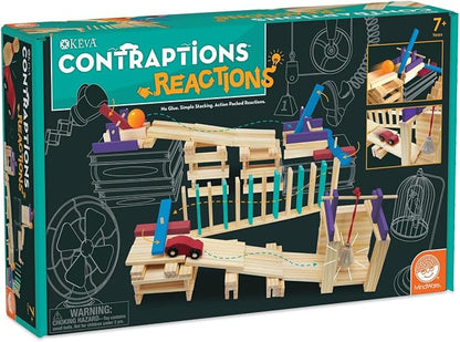 MindWare KEVA Contraptions Reactions Planks Building Toy - 178 KEVA Building Planks (191 Piece Set) - Free-Form Wood Building Set for Kids to Create Their Own Ball Maze – Ages 7 & Up