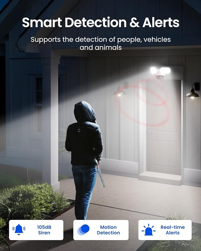REOLINK PoE Security Camera Elite Pro Floodlight PoE, 16MP Dual Lens, 180° | 2800 Lumens Lighting, Infrared Night Vision, Local AI Video Search, Smart Detection, 24/7 Recording with Motion Track